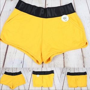 VS Pink Logo Band Varsity Shorts Yellow / Black